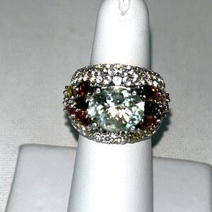 NWOT Genuine Green Amethyst Multi Color Tourmaline Gemstone Sterling Silver Ring